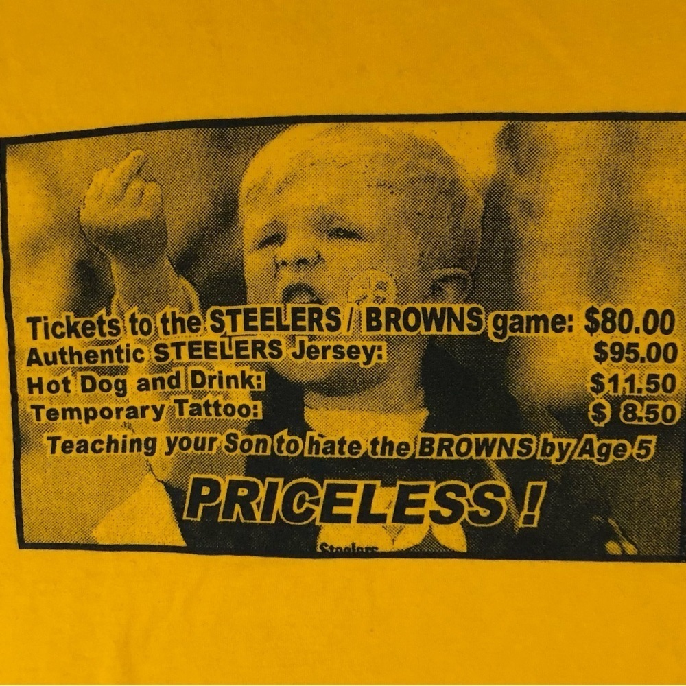 Pittsburgh Steelers Hate The Browns T-Shirt 2XL Middle Finger Graphics Priceless - Picture 6 of 9